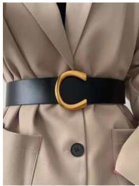 Ceinture noire boucle arrondie