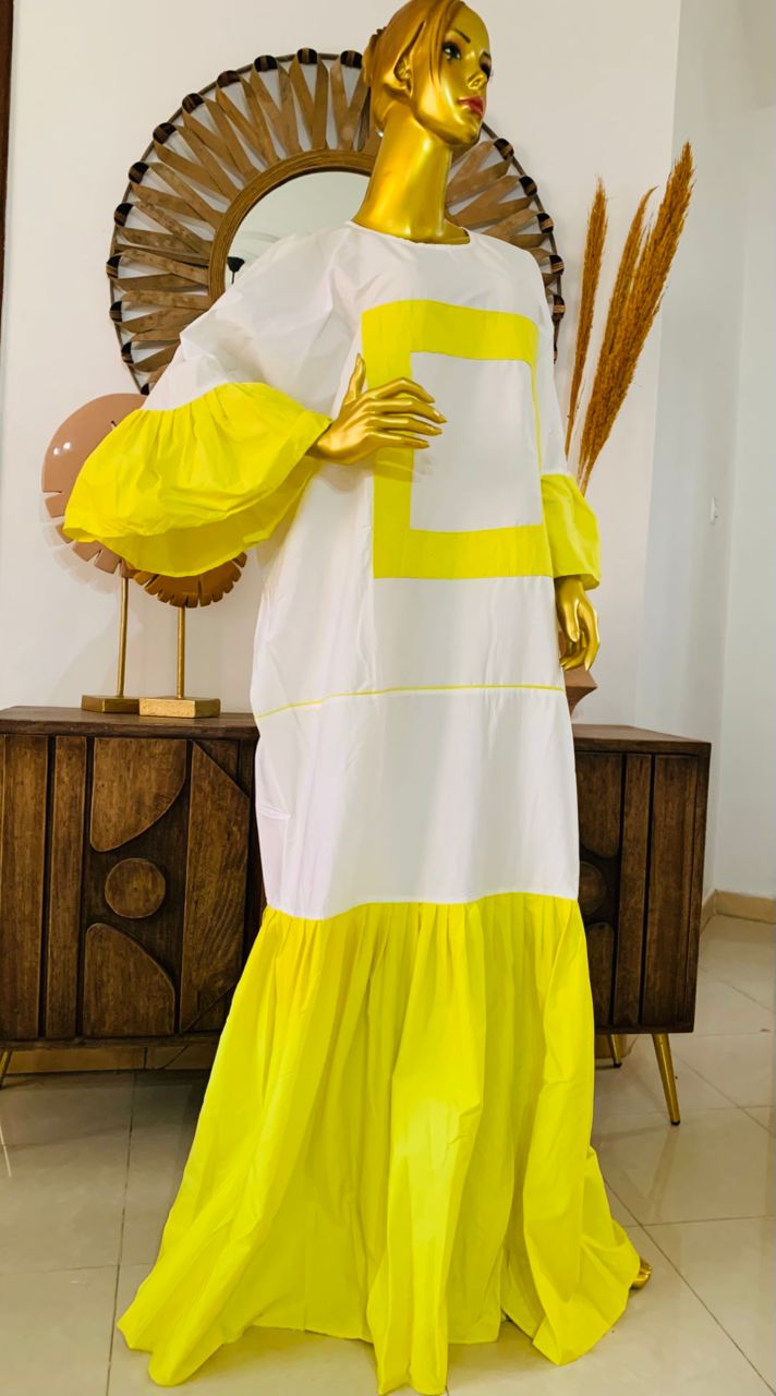 Tunique blanche et jaune