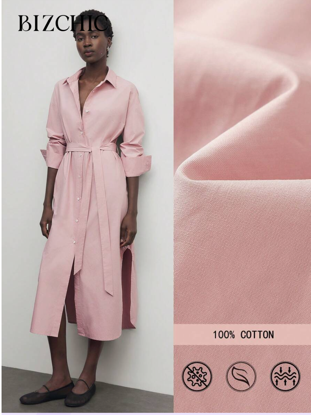 Chemise longue rose