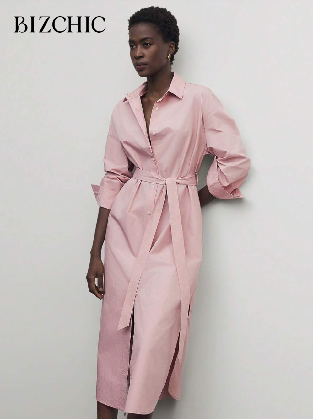 Chemise longue rose