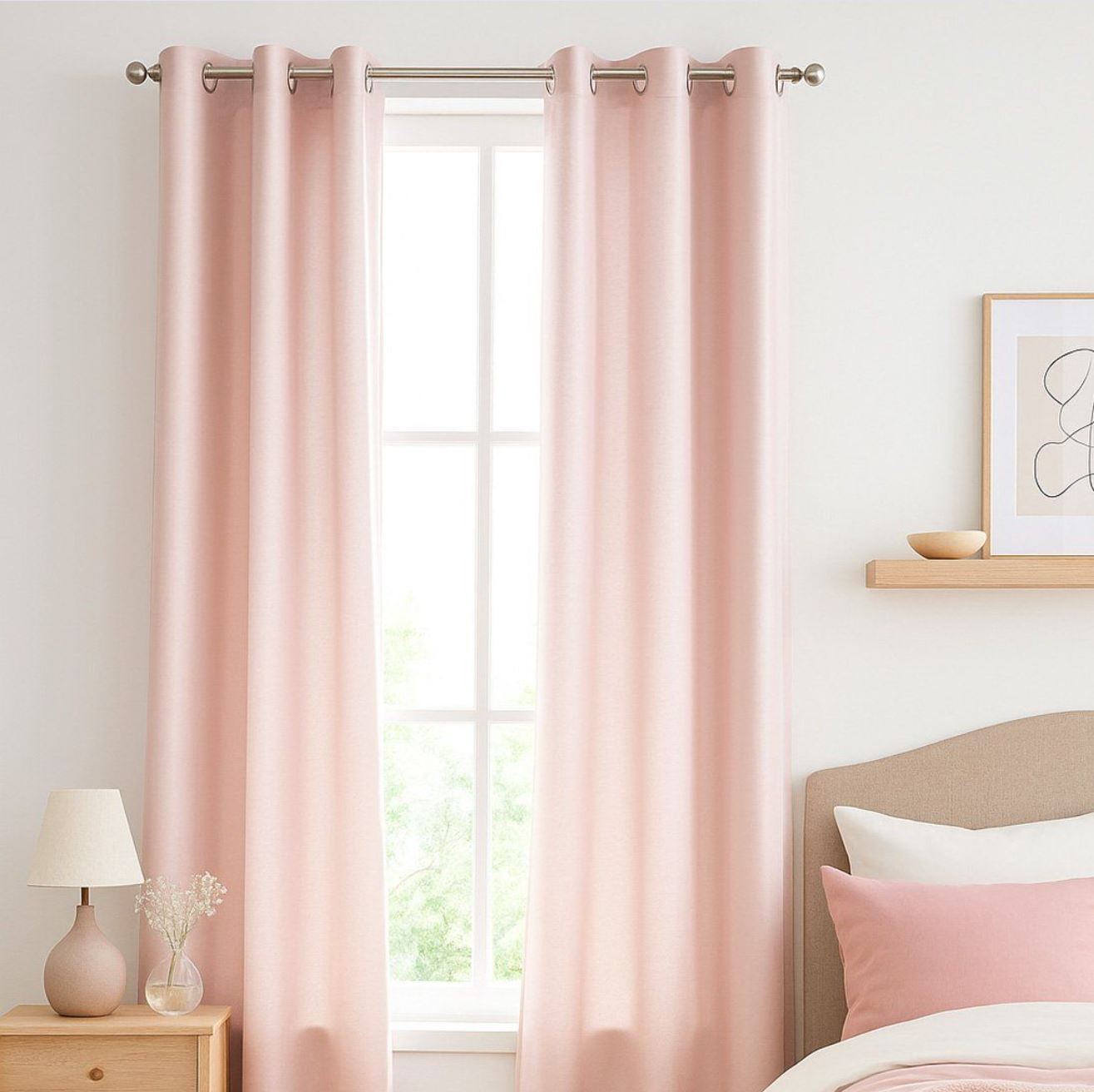 Rideau taffetas rose