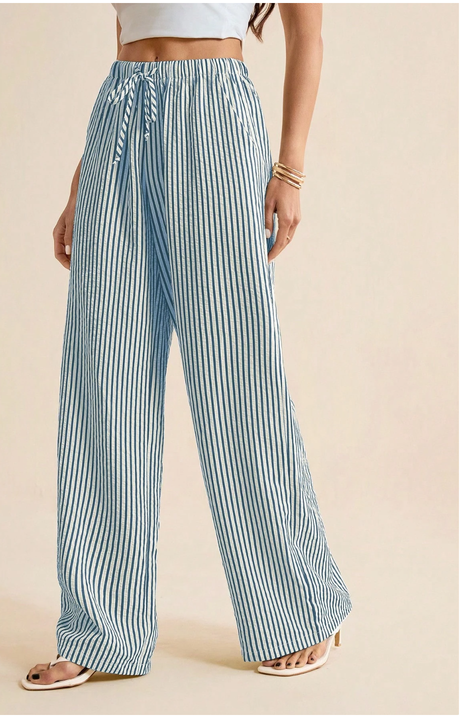 Pantalon loose jean rayé